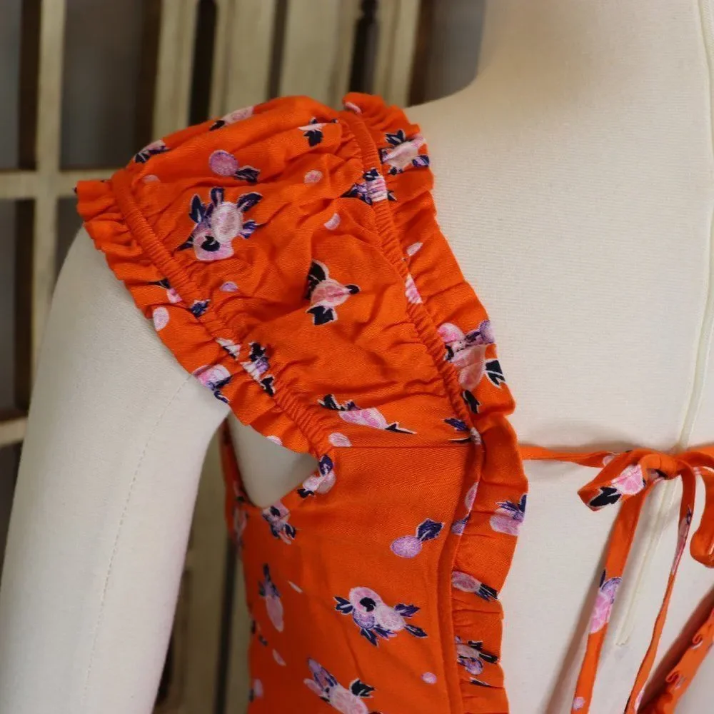 Free People Like A Lady tangerine Babydoll Dress Size S - Picture 4 of 14